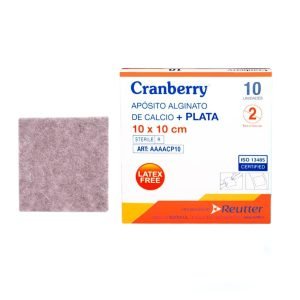 Apósito alginato de calcio + plata 10x10 cm Cranberry
